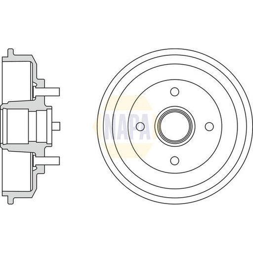 NAPA Brake Drum Assembly Rear fits Ford Fiesta V 2001-2010 1.25 1.3 1.4 1.6