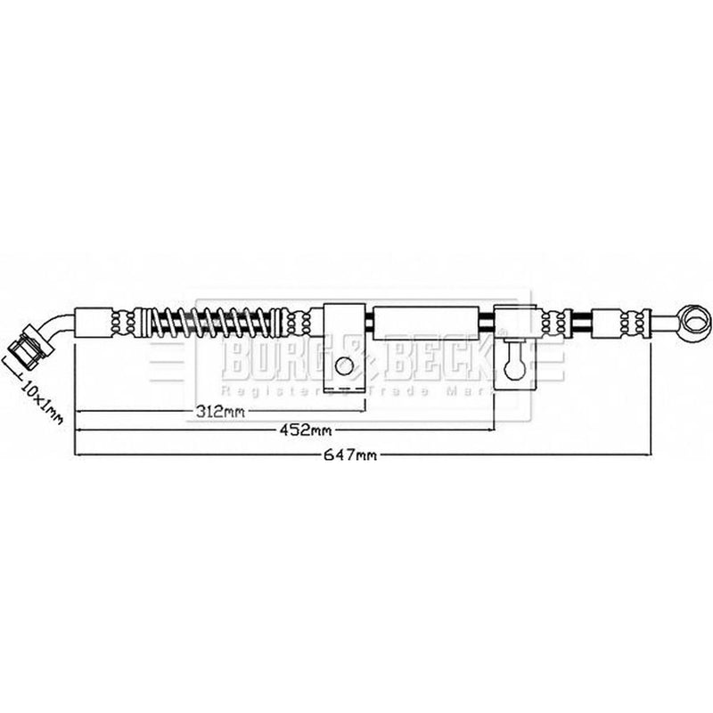 Borg & Beck Brake Hydraulic Hose Line Front Left BBH7948
