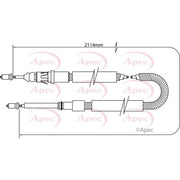Apec Handbrake Cable Left Rear fits Peugeot 307 2002-2009 1.4 1.6 2.0