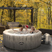 Dellonda 2-4 Person Inflatable Hot Tub Spa with Smart Pump - Wood Effect Dellonda - Dynamic Drive