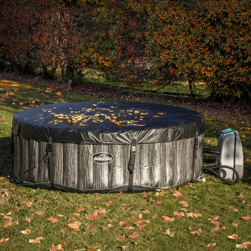 Dellonda 2-4 Person Inflatable Hot Tub Spa with Smart Pump - Wood Effect Dellonda - Dynamic Drive