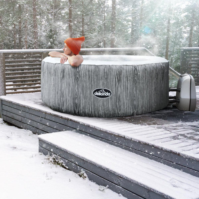 Dellonda 2-4 Person Inflatable Hot Tub Spa with Smart Pump - Wood Effect Dellonda - Dynamic Drive
