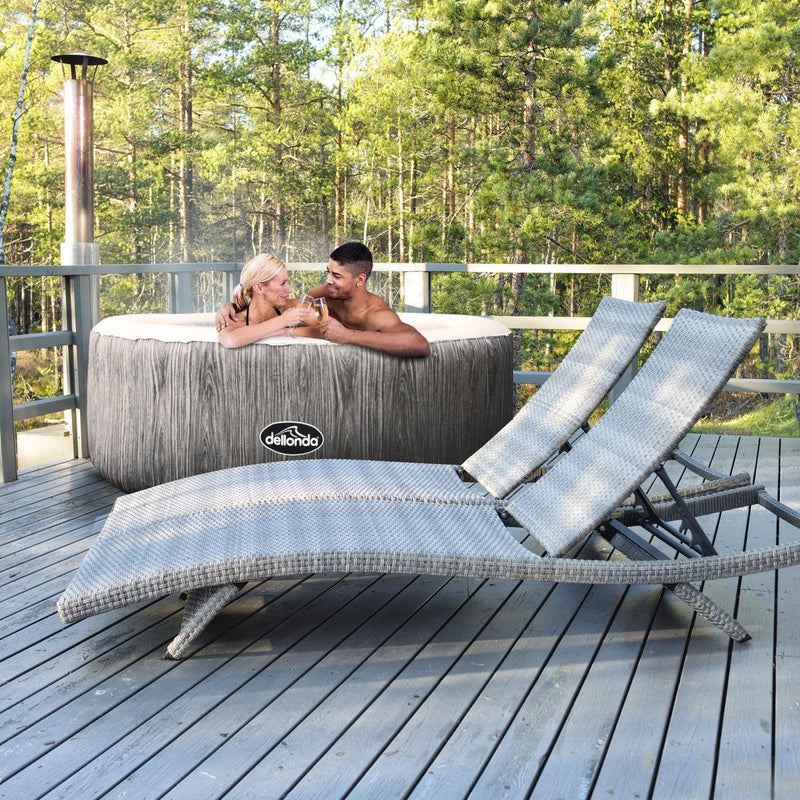 Dellonda 2-4 Person Inflatable Hot Tub Spa with Smart Pump - Wood Effect Dellonda - Dynamic Drive