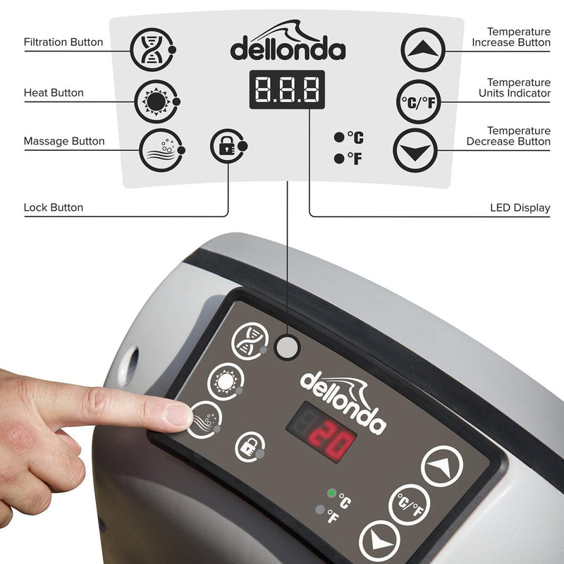 Dellonda 2-4 Person Inflatable Hot Tub Spa with Smart Pump - Wood Effect Dellonda - Dynamic Drive