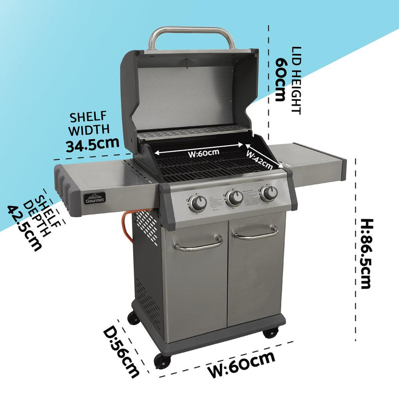 Dellonda 3 Burner Deluxe Gas BBQ Dellonda - Dynamic Drive