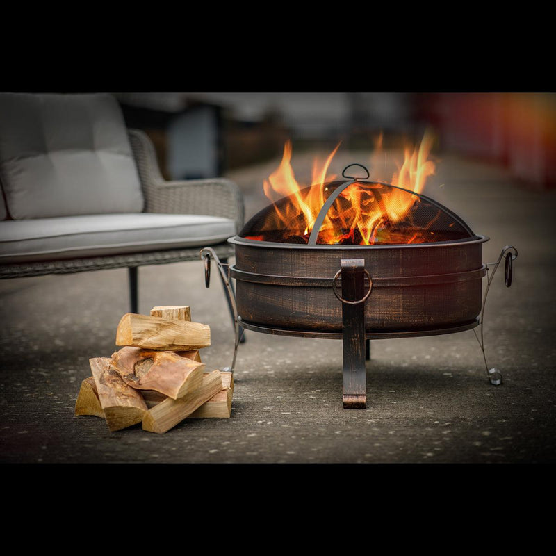 Dellonda 30" Deluxe 2-in-1 Outdoor Fire Pit & Coffee Table Antique Bronze Effect Dellonda - Dynamic Drive