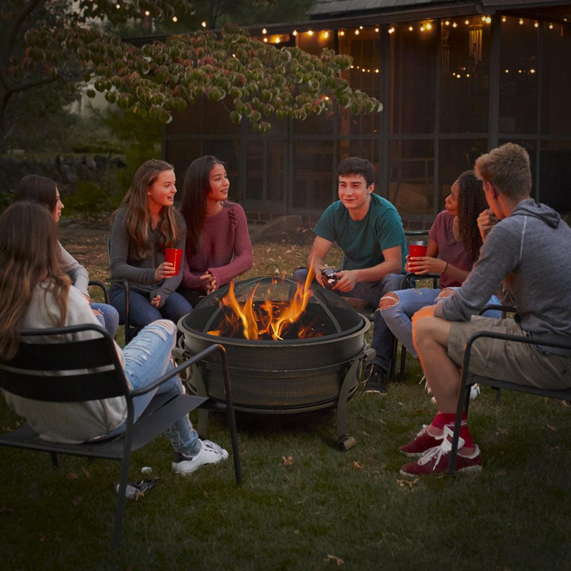 Dellonda 30" Deluxe 2-in-1 Outdoor Fire Pit & Coffee Table Antique Bronze Effect Dellonda - Dynamic Drive