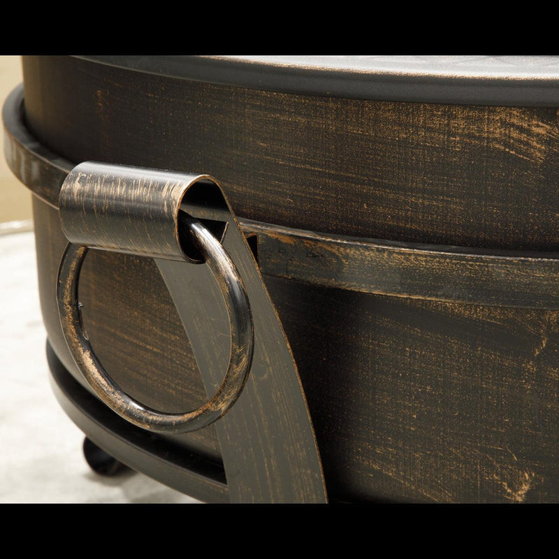 Dellonda 30" Deluxe 2-in-1 Outdoor Fire Pit & Coffee Table Antique Bronze Effect Dellonda - Dynamic Drive