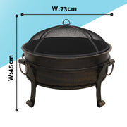 Dellonda 30" Deluxe 2-in-1 Outdoor Fire Pit & Coffee Table Antique Bronze Effect Dellonda - Dynamic Drive