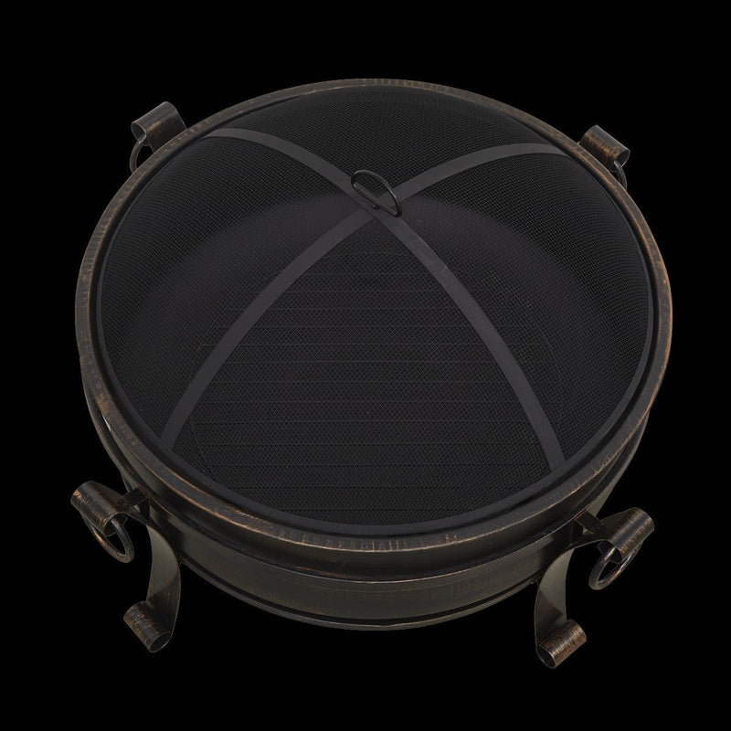 Dellonda 30" Deluxe 2-in-1 Outdoor Fire Pit & Coffee Table Antique Bronze Effect Dellonda - Dynamic Drive