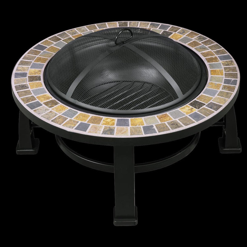 Dellonda 30" Deluxe Traditional Style Fire Pit Outdoor Heater - Slate Dellonda - Dynamic Drive