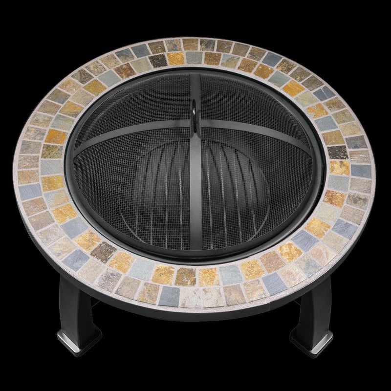 Dellonda 30" Deluxe Traditional Style Fire Pit Outdoor Heater - Slate Dellonda - Dynamic Drive