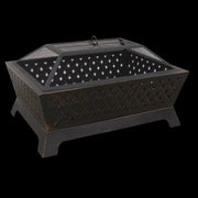 Dellonda 35" Rectangular Outdoor Fire Pit Antique Bronze Effect Dellonda - Dynamic Drive