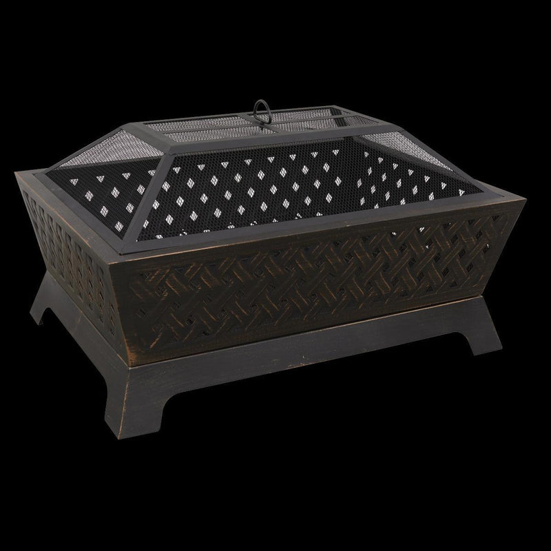Dellonda 35" Rectangular Outdoor Fire Pit Antique Bronze Effect Dellonda - Dynamic Drive