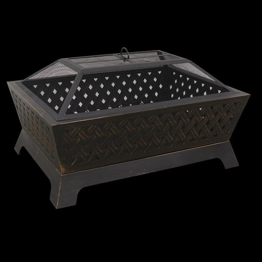 Dellonda 35" Rectangular Outdoor Fire Pit Antique Bronze Effect Dellonda - Dynamic Drive