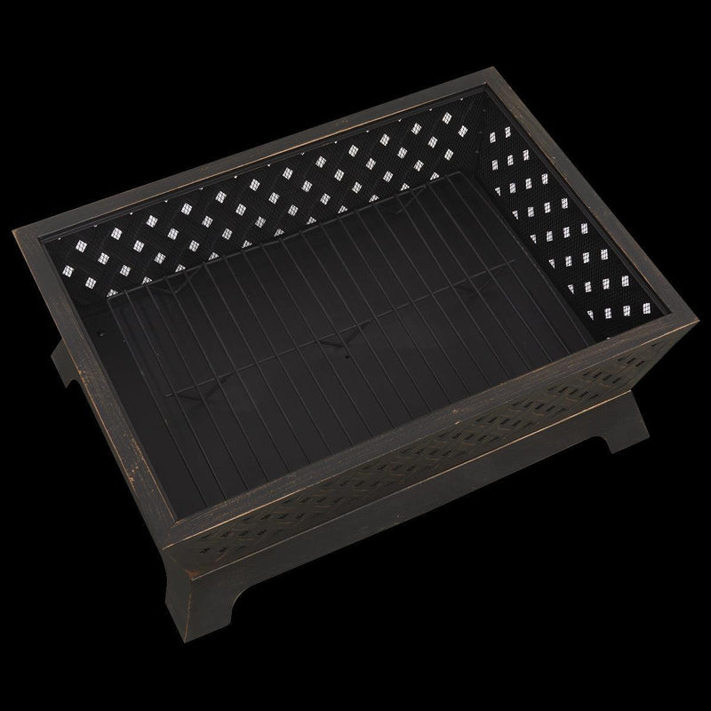Dellonda 35" Rectangular Outdoor Fire Pit Antique Bronze Effect Dellonda - Dynamic Drive