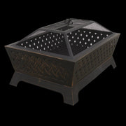 Dellonda 35" Rectangular Outdoor Fire Pit Antique Bronze Effect Dellonda - Dynamic Drive