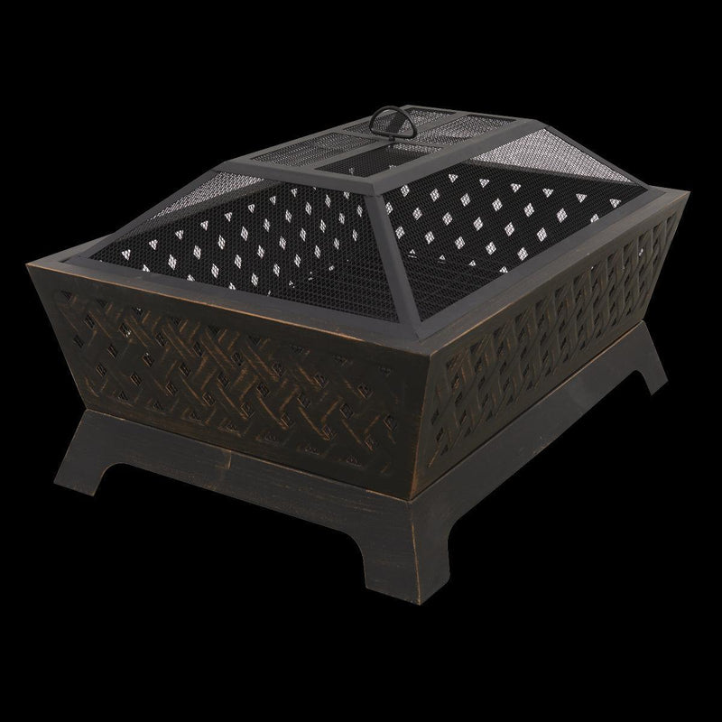 Dellonda 35" Rectangular Outdoor Fire Pit Antique Bronze Effect Dellonda - Dynamic Drive