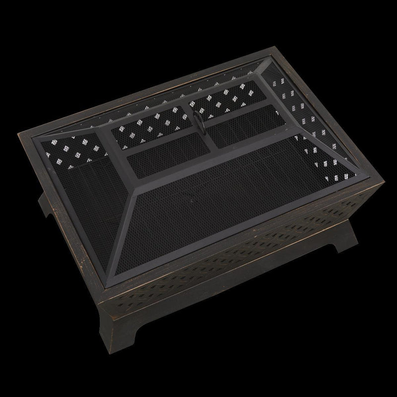 Dellonda 35" Rectangular Outdoor Fire Pit Antique Bronze Effect Dellonda - Dynamic Drive