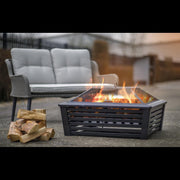 Dellonda 35" Square Outdoor Fire Pit Black Dellonda - Dynamic Drive