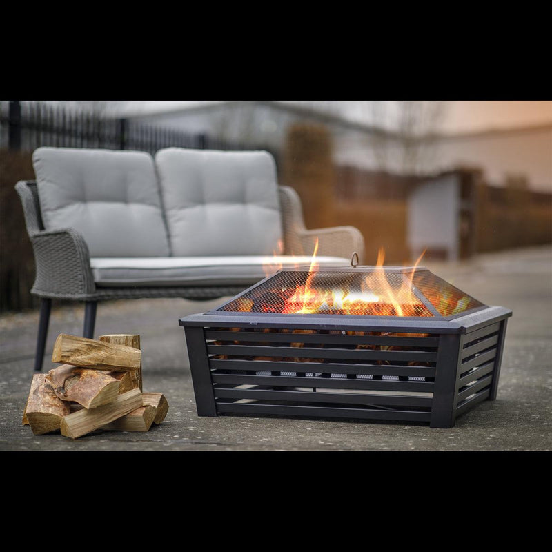 Dellonda 35" Square Outdoor Fire Pit Black Dellonda - Dynamic Drive
