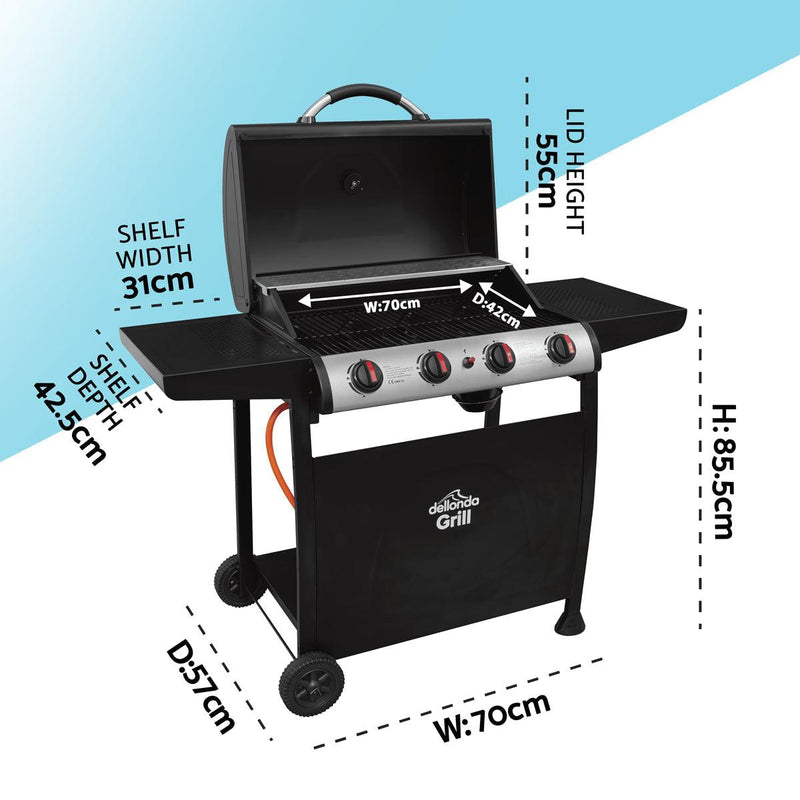 Dellonda 4 Burner Gas BBQ Dellonda - Dynamic Drive