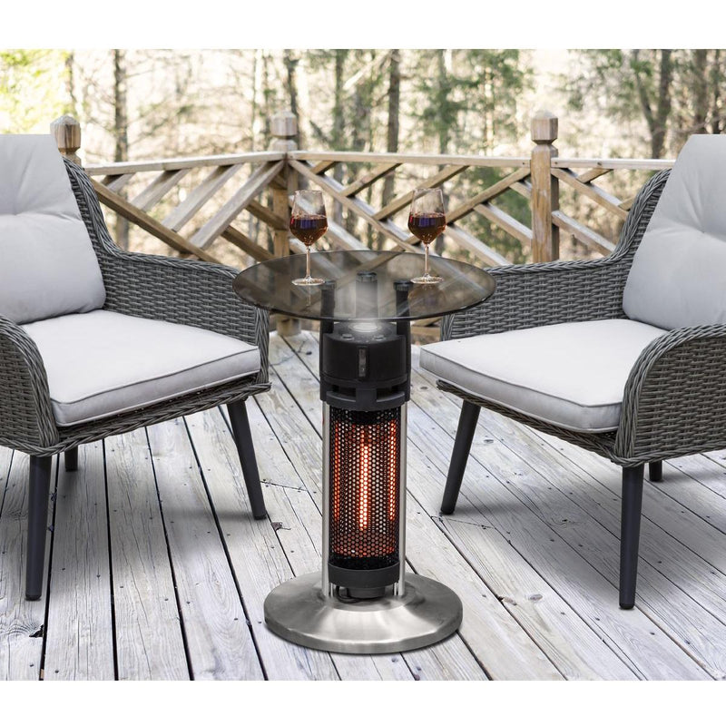 Dellonda Bistro Table with 1200W Heater - Black/Stainless Steel Dellonda - Dynamic Drive