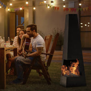 Dellonda Chiminea Wood Burner Heater for Outdoors W45cm x H150cm - Black Steel Dellonda - Dynamic Drive