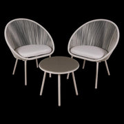 Dellonda Como 3 Piece Steel Bistro Set with Tempered Glass Top Dellonda - Dynamic Drive
