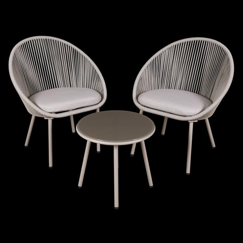 Dellonda Como 3 Piece Steel Bistro Set with Tempered Glass Top Dellonda - Dynamic Drive