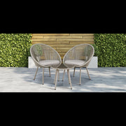 Dellonda Como 3 Piece Steel Bistro Set with Tempered Glass Top Dellonda - Dynamic Drive