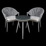 Dellonda Echo 3 Piece Balcony Set with Tempered Glass Top Dellonda - Dynamic Drive