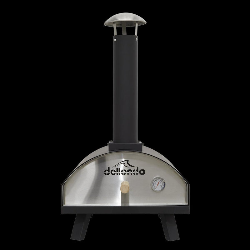 Dellonda Portable Wood-Fired 14" Pizza Oven and Smoking Oven Black/Stainless Steel Dellonda - Dynamic Drive