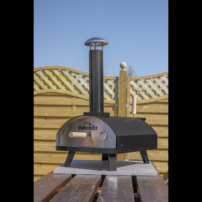 Dellonda Portable Wood-Fired 14" Pizza Oven and Smoking Oven Black/Stainless Steel Dellonda - Dynamic Drive