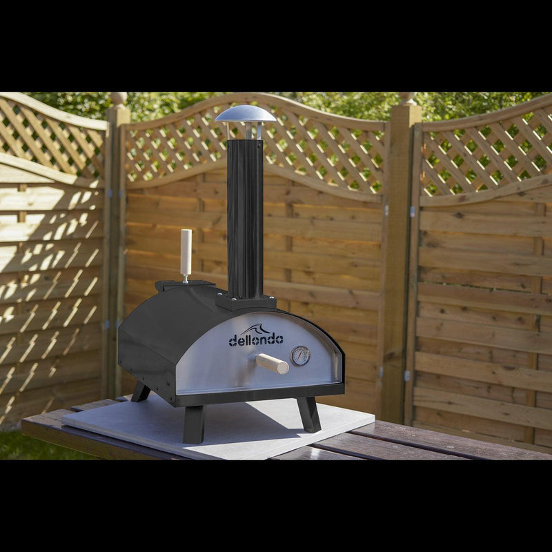 Dellonda Portable Wood-Fired 14" Pizza Oven and Smoking Oven Black/Stainless Steel Dellonda - Dynamic Drive