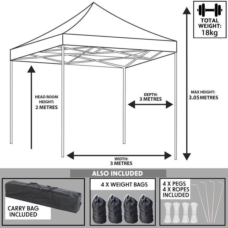 Dellonda Premium 3 x 3m Pop-Up Gazebo - Dark Green Dellonda - Dynamic Drive