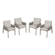Dellonda Set of 4 Fusion Garden/Patio Aluminium Dining Chairs with Armrests - Light Grey Dellonda - Dynamic Drive