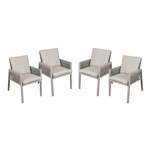 Dellonda Set of 4 Fusion Garden/Patio Aluminium Dining Chairs with Armrests - Light Grey Dellonda - Dynamic Drive
