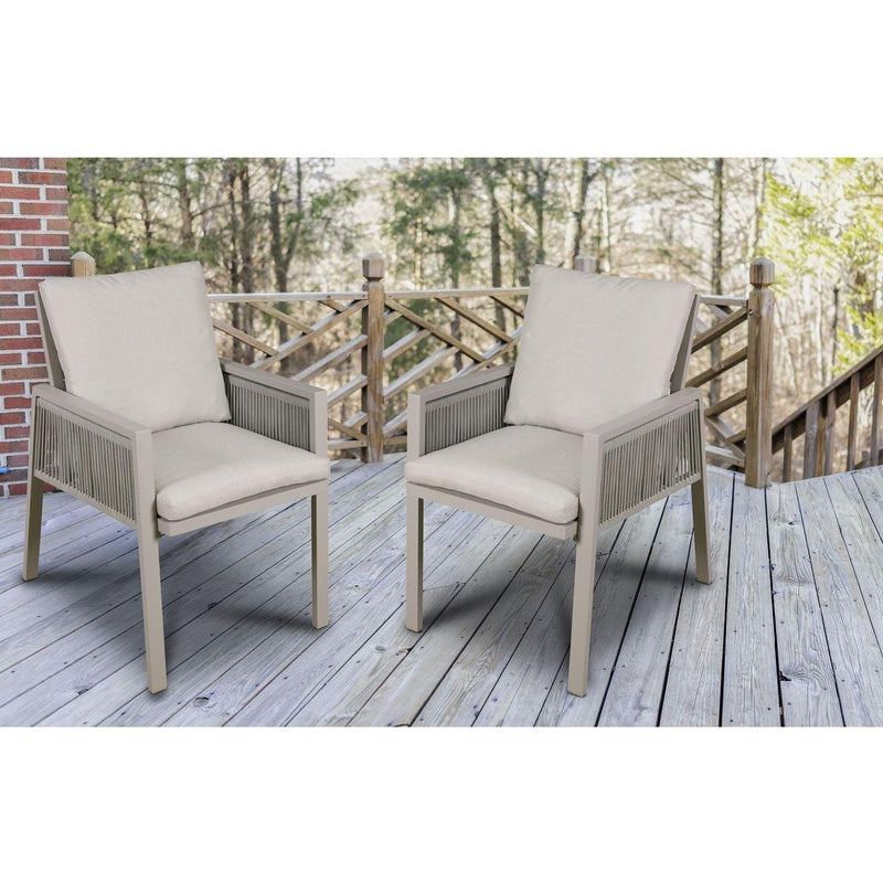Dellonda Set of 4 Fusion Garden/Patio Aluminium Dining Chairs with Armrests - Light Grey Dellonda - Dynamic Drive