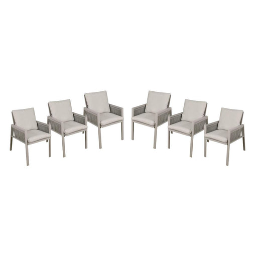 Dellonda Set of 6 Fusion Garden/Patio Dining Chairs with Armrests - Light Grey Dellonda - Dynamic Drive