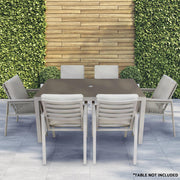 Dellonda Set of 6 Fusion Garden/Patio Dining Chairs with Armrests - Light Grey Dellonda - Dynamic Drive