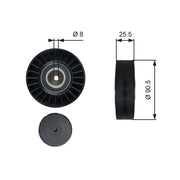 Gates V-Ribbed Belt Deflection/Guide Pulley T36005