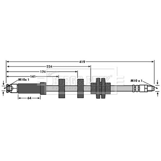 Borg & Beck Brake Hydraulic Hose Line Front Right BBH6646
