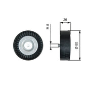 Gates V-Ribbed Belt Deflection/Guide Pulley T36367