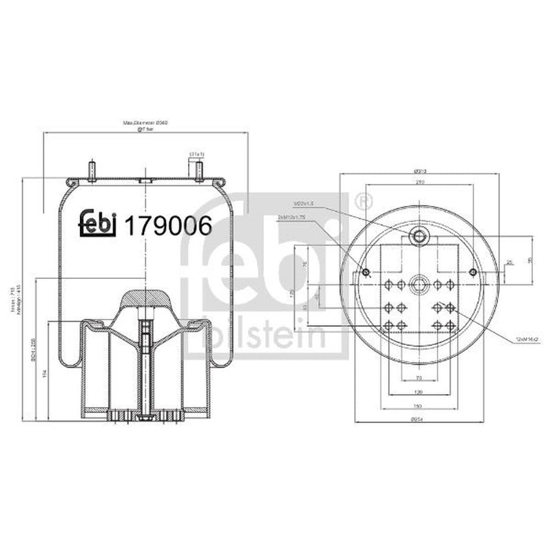 Febi Air Suspension Bellow 254mm 179006