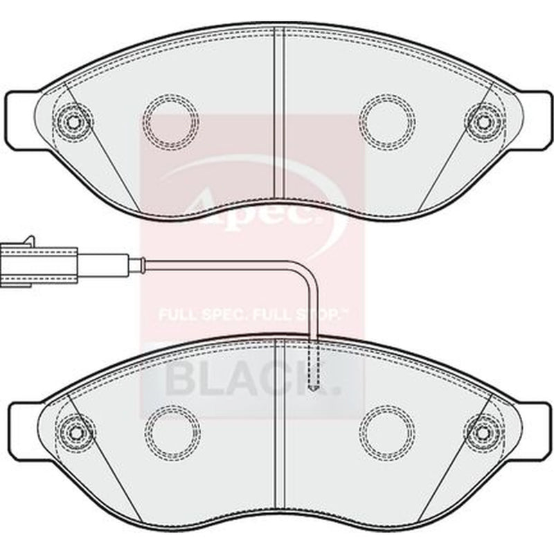 Apec Black Front Brake Pad Set fits Citroën Relay III 2006-2023 2.0 2.2 3.0