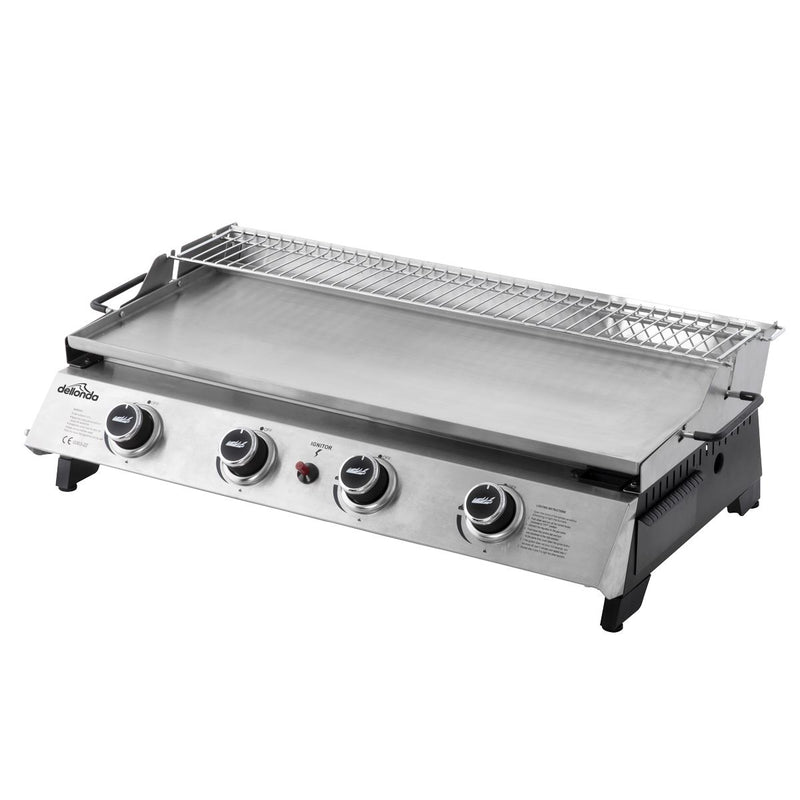 Dellonda 4 Burner Stainless Steel Portable Gas Plancha with Warming Rack 10kW Dellonda - Dynamic Drive