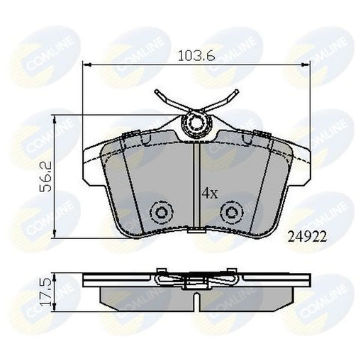 Comline 4 x Rear Brake Pad Set fits Citroën C4 II 2009-2018 1.2 1.4 1.6 2.0