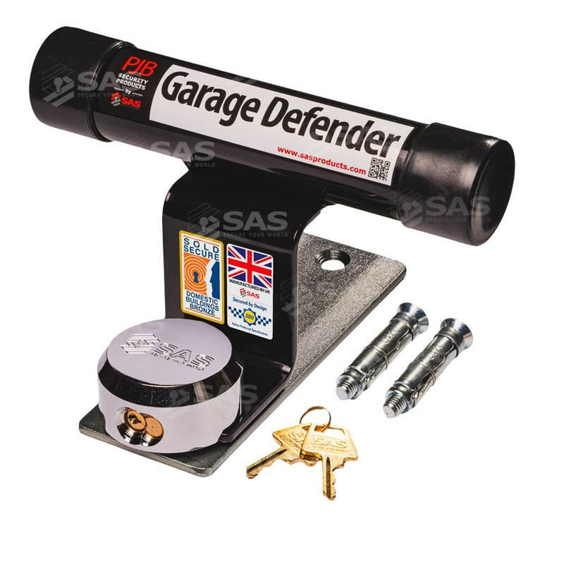 SAS Security Products SAS Garage Defender Master and Padlock Tarmac / White / Lock Standard - Main Product Image | UK Camping and Leisure