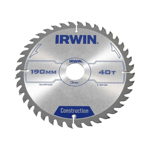 Irwin® Construction Circular Saw Blade 190 x 30mm x 40T ATB IRWIN® - Dynamic Drive